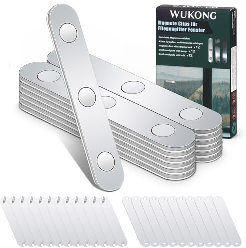 Wukong Zanzariera Magnetica – Set di 12 potenti magneti per fissare le zanzariere alle finestre, autoadesivi e riutilizzabili, senza forature, accessori per interni ed esterni