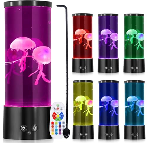 GBKDQQ Lámpara LED de medusas, 17 colores y 4 modos de luz, lámpara de medusa Bluetooth con control remoto, luz de estado de ánimo USB para dormitorio, oficina, decoración de acuario