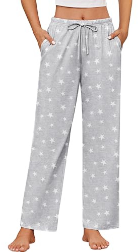 Ekouaer Women's 100% Cotton Pajama Pants Casual Drawstring Pj Bottom Soft Pj Pants
