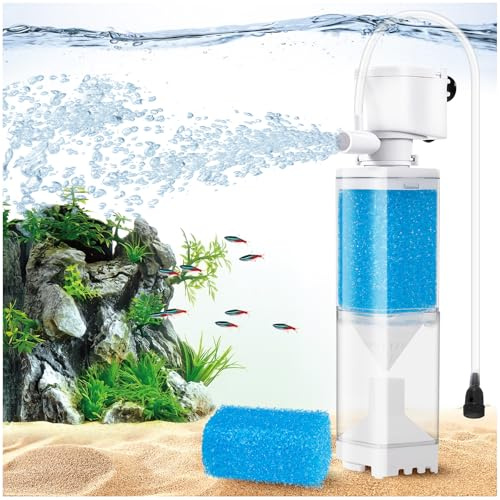Vehipa Filtre Aquarium - Pompe de 4W, Filtration, Circulation et Oxygénation - Couche de Séparation des Impuretés - pour Bac 20-80L
