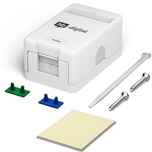 hb-digital Caja de conexión de 1 compartimento para módulos Keystone | Enchufe de red de superficie | Compacto, robusto y modular | Con obturador, campo de rotulación y accesorios | Compatible con