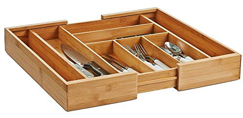 Zeller 25277 Besteckkasten, ausziehbar, Bambus, ca. 35-58x43x6,5 cm