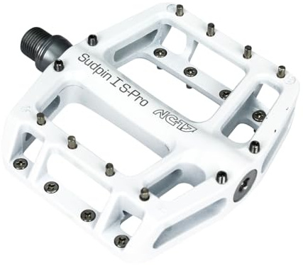 NC-17 Sudpin I S-Pro Aluminium Plattform Pedale | Mountainbike Pedal | BMX Pedal | Präzisionslager + Cr-Mo Achse | inkl. Ersatzpins, Weiß