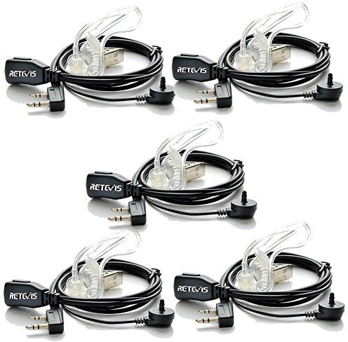 Retevis Funkgeräte Kopfhörer 2 Pin Schallschlauch Headset Kompatibel mit Walkie Talkie RT24 RT24V RT668 RT619 RT27 Baofeng BF-88E BF-888S Kenwood Proster Nestling Headset Funkgerät (5 STK)