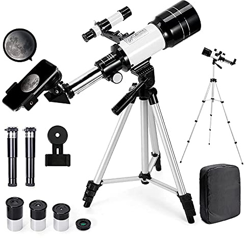 𝟮𝟎𝟮𝟮 𝞜𝗘𝗪 Telescopio Astronomico 150X HD serie 300/70 mm di Ingrandimento con Treppiede, adatto a con Zaino e Adattatore per Smartphone per Adulti Bambini e Principianti - Ranipobo