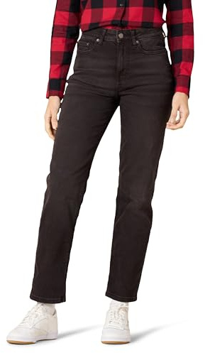 Amazon Essentials Jeans Dritti a Vita Alta - Colori Fuori Produzione Donna, Nero Slavato, 42-44