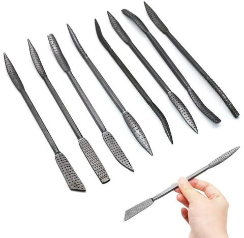 Uadme Double Ended Wood Rasp, 8Pcs Alloy Steel Riffler File Set 20cm/8in Rasps, Filing Tool Kit for Woodworking Carving Polishing