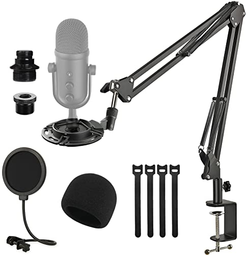 Rigych Razer Seiren V2 Pro Mikrofon Arm mit Pop Filter,Mikrofonhalter, Einstellbare Mikrofonständer mit Mikrofon Spinne Windschutz, Desk Clamp für Razer Seiren V2 Pro USB Streaming Mikrofon