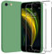 For iPhone SE 2020 2022/iPhone 8 7 Case,Liquid Silicone Shockproof Phone Case+2 x Tempered Glass Screen Protector,Silky-Soft Touch Full-Body Protective Cover for iPhone SE 2/3,4.7 Inch,Matcha Green