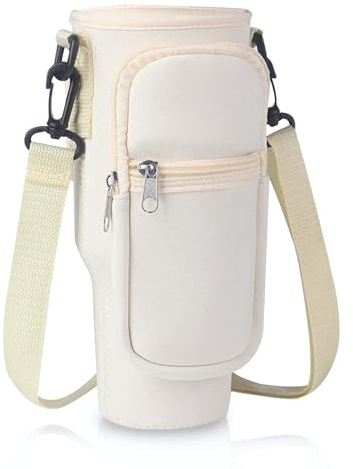 MultiValue Bolsa de Botella de Agua para Stanley Cup, Funda de Botella de Agua de Moda con Correa y Bolsillo para Teléfono Funda Termica BotellaAgua para Vaso Stanley de 40 onzas