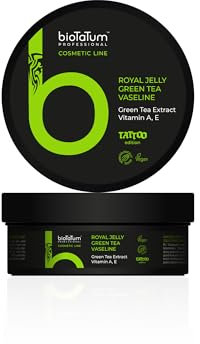 BioTaTum Vasellina Tattoo al Tè Verde 250mg – Vaseline per Tatuaggi | Vaselina Tattoo Cura Post Tatuaggio | Petroleum Jelly | Bepanthenol Tattoo Alternativa