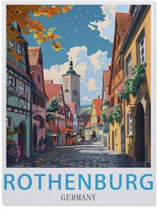 Jigsaw Puzzle 1000 Piece，Germany, Rothenburg，Classic Puzzle Adult Puzzle DIY Kit paper Toy Unique Gift Modern Home Decor（50x70cm）-BF17