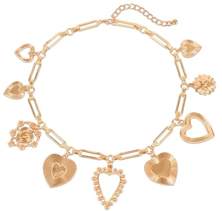 Hjärtformad Halsband, Guldfärgat Hjärtformat Hänge Vintage Guldkedja Smycken för Kvinnor Omtänksam Present