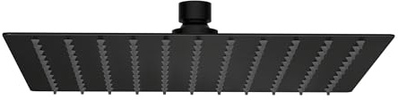 Balneo Soffione Doccia Fisso in Nero - Soffione Doccia Grande in Acciaio Inossidabile AISI 304 - Getto a Pioggia Rilassante e Uniforme - 250x250 mm - 7 Colori Disponibili - CASCADE Modello 2