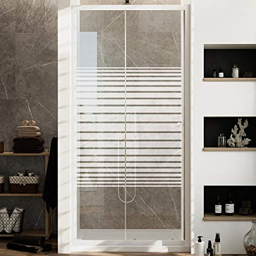 Idralite Puerta de Ducha 130 CM H185 Blanco Vidrio Serigrafado Mod. Blanc