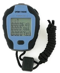 Sport-Thieme Stoppuhr Time Master 500 | Handstoppuhr, 500 Speicherplätze | Spritzwassergeschützt | Stoßfest | Umhängekordel | Inkl. Batterie | Digital | 75x65x15 mm