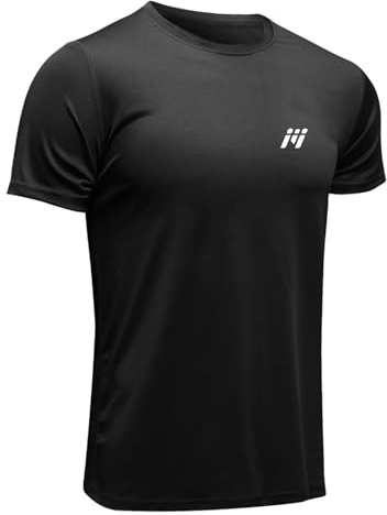 MEETWEE Men’s Sport T-Shirt, Breathable Cool Dry Mesh Base Layer Tops Short Sleeve Running Top Gym Shirt Black