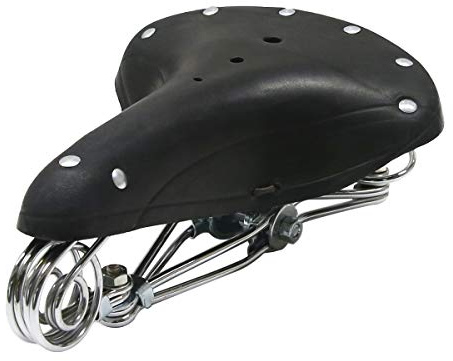 TentHome Sella di Velo Ultra Confortevole in Pelle per Uomo e Donna Retro Nero, Sella MTB Comfort Uomo con Ammortizzazione, Selle per Bici a Molla Tradizionale
