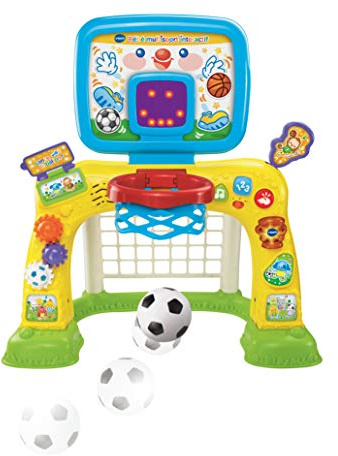 VTech - Bébé Multisport Interactif Multicolore, Structure de Motricité Bébé 2 en 1, Cage de Foot, Panier de Basket avec Tableau de Score et Ballons, Cadeau Enfant Dès 1 an - Contenu en Français