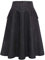 Damen Lang Vintage Elegant Plaid Winterrock - Warm Elastische Taille A-Linie Röcke Casual Hohe Taille Midi Rock - Black L