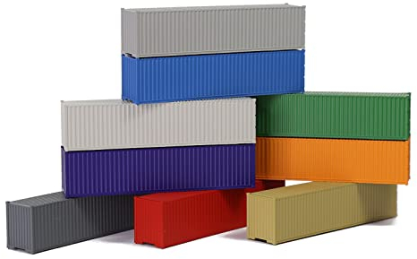Evemodel 9 Unidades Colores Mezclados Escala N 1: 160 sin compañia Contenedor de Carga Modelo Caja Módulo (40ft)
