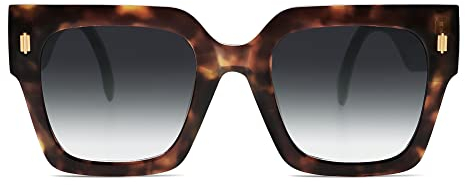 SOJOS Sonnenbrille Damen Groß Vintage Retro Quadratisch Cateye Rahmen UV400 Schutz Klassische Outdoor Moderne eckig Übergroß Sonnenbrillen SJ2194 mit C9 Leoparden Rahmen