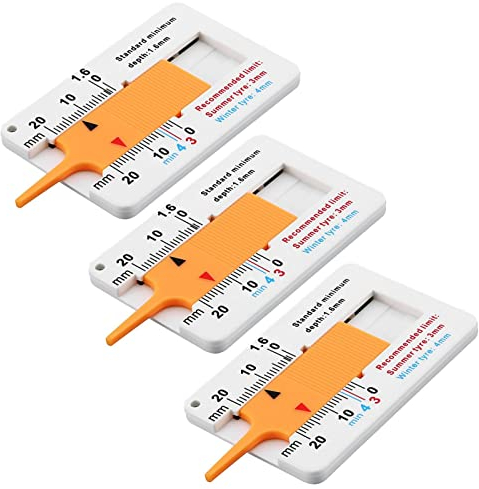 TAKONE Tread Depth Gauge for Tyres – 3 Pack 0-20mm Plastic Tyre Tread Depth Tool for Car, Motorcycle, SUV, Van & Truck (Giallo)