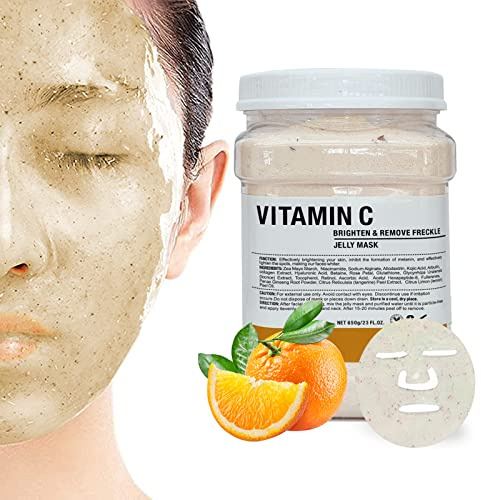 POZTL Mascarilla facial en polvo, mascarilla facial iluminadora y nutritiva con vitamina C, mascarilla peel-off profesional para combatir líneas finas, opacidad y tono desigual de la piel Home Spa.