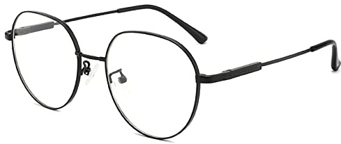 LANLANG läsglasögon dam herr anti-blått ljus med Flex Memory Titan, blå ljusglasögon, anti-blå, söt, runda, hög upplösning hög transparens, MT-003-W, svart, Svart, Taglia unica