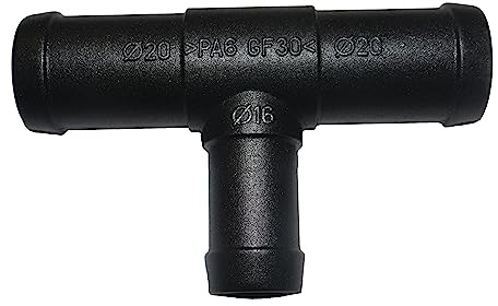 1, 2, 3, 5 oder 10 Stück T-Schlauchverbinder reduziert 20 mm 16 mm 20 mm PA GF30 T Stück schwarz (1)