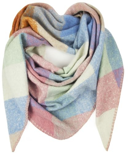 Glamexx24 Sciarpa da donna, sciarpa da uomo, multicolore, con motivo invernale, molto calda e morbida, XXL, per molte questioni, forma triangolare, rosa-blu, Taglia unica