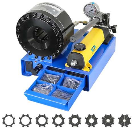 Bonxrdun Crimpatrice per tubi con 8 set di matrici ad alta pressione idraulica crimpatrice portatile per tubi flessibili, crimpatura singola e doppia treccia con diametro 10mm-30 mm