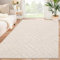 SHACOS Waschbarer Teppich Wohnzimmer Kurzflor 80x150 cm Weicher Teppich Modern Beige Wohnzimmerteppich mit Hoch-Tief-Effekt 3D Effekt rutschfeste Teppiche für Schlafzimmer, Esszimmer, Kinderzimmer