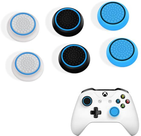 DLseego Thumbstick Grips for Xbox PS4 PS5 Controller,6PCS Silicone Thumb Stick Grip Cover Dots Studded Design Joystick Controller Thumb Grip Cap,Blue