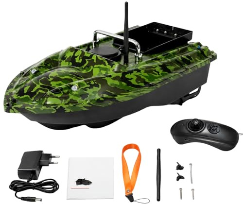DGJMuu Barco de cebo, mando a distancia, alimentación de barco, 5000 mA, RC, inalámbrico, 2 motores, cebo, cebo, barco, barco de cebo, inteligente, inalámbrico, control de una mano