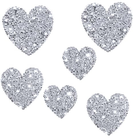 Grevosea 6 Stück Glitzer Applikationen Herz Aufnäher Patches zum Aufbügeln Aufbügelbilder Aufkleber für Kleidung T-Shirt Strass Herz Applikation Aufnäher Pailetten Verzieren Bügelbild