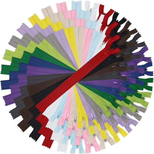 DOITEM Lot de 60 fermetures éclair invisibles multicolores en nylon pour couture et travaux manuels 15 cm 20 cm 25 cm 30 cm