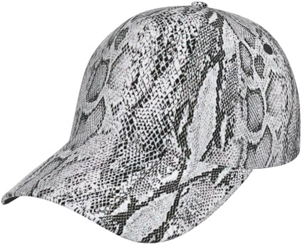 Gorra de béisbol unisex con estampado de piel de serpiente en blanco y negro para todas las estaciones, gorra de béisbol con diseño moderno