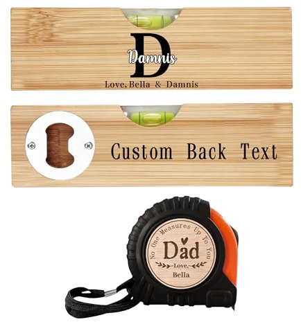 Personnalisé Lettres Initiales Niveau à Bulle Décapsuleur Ruban Mètre Ruban Personnalisé Nom de l'Enfant Instrument de Nivellement Papa Personne Mesure Jusqu'à Vous Mètre Ruban Mètre Décoration Maison