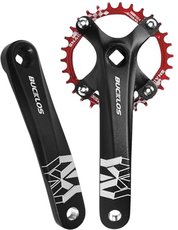 AEYINO 104 BCD 30/32/34/38/40/42T Mountain Bike Single Speed Crankset,170mm Square Taper Crankset with Narrow Wide Teeth Round Chainring,Bicycle Crank Arm Set
