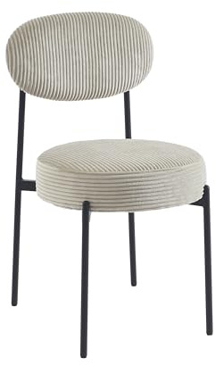 BAÏTA Lot de 2 chaises TEINA Velours cotele Taupe Pieds métal Noir