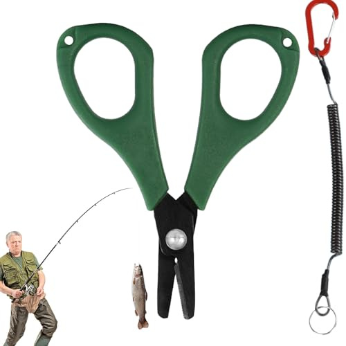 Kustimantu Tijeras de pesca, tijeras de pesca con mosca, accesorios de pesca, accesorios de agarre antideslizantes, tijeras de alambre trenzado de 3,94 pulgadas, accesorios de pesca para agua dulce