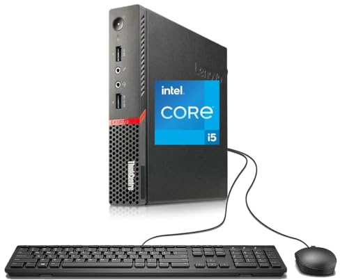 Lenovo ThinkCentre M900 Tiny PC Mini Computer, Intel Core i5-6500, 8 GB DDR4 RAM, 256 GB SSD, WiFi, Bluetooth, US QWERTY Tastatur, Windows 11 Pro (Generalüberholt)