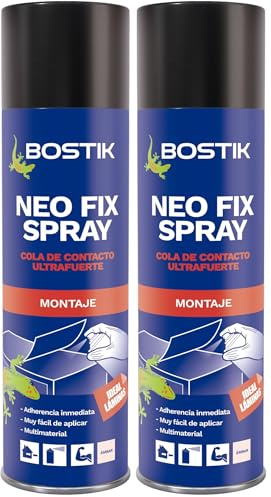 BOSTIK Neo Fix Spray 500ml, Cola de Contacto, Adhesivo de Neopreno en Aerosol, para Todos los Soportes, Interior y Exterior (Paquete de 2)