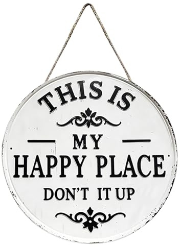 Funny Yard Signs - Vintage Round Decor, 12-inch Diameter with Hanging Holes, Weatherproof Iron Metal, Rust-Resistant Glaze Finish, Whimsical Accessory for Patio Greenhouse Lawn Backyard
