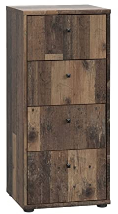 FORTE TEMPRA 2 Kommode mit 4 Schubladen, Holzwerkstoff, Old – Wood Vintage Dekor, (B x H x T) 38,6 x 85,5 x 34,8 cm