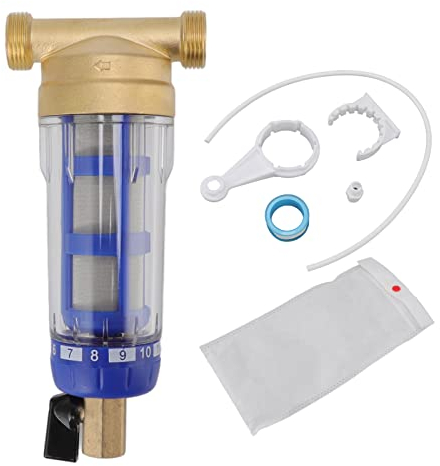 BORDTRACT Filtre à Eau à Sédiments Spin Down pour Toute la Maison, Connecteur G1/2in en Cuivre Pur pour Lavage à Contre-Courant, Réutilisable, pour Machines à Laver, Chauffe-Eau, Purificateurs d'eau