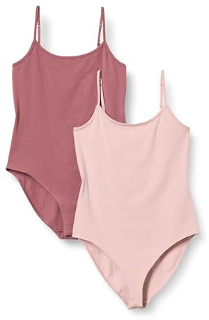 Amazon Essentials Body Coupe Slim Femme, Lot de 2, Prune/Rosé Grisé, XL
