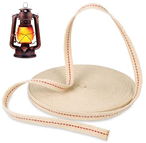 10 Meter Docht für Öllampen, Flache Baumwolle Petroleumlampe Docht, Geruchslos Öllampe Docht, Ersatz Wicks für Öllampe Petroleumlampe Kerosin Lampe
