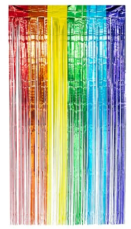 Boland 44763 - Folienvorhang Regenbogen 200 x 100 cm, Partydeko für Festival, Karneval oder Geburtstag, Dekoration, Lametta Vorhang